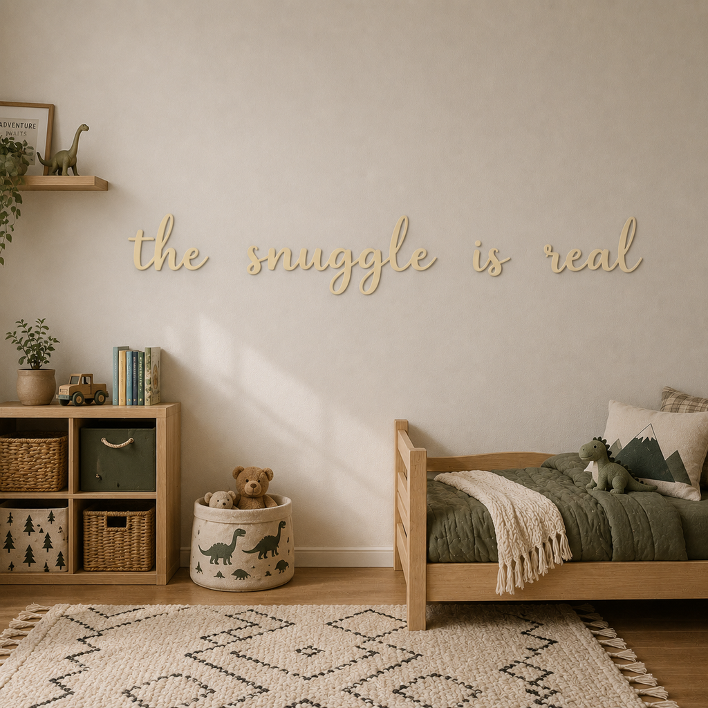 The Snuggle Is Real Wooden Nursery Wall Décor | Baby Room Wall Sign | Wooden Script Wall Art | Nursery Decoration