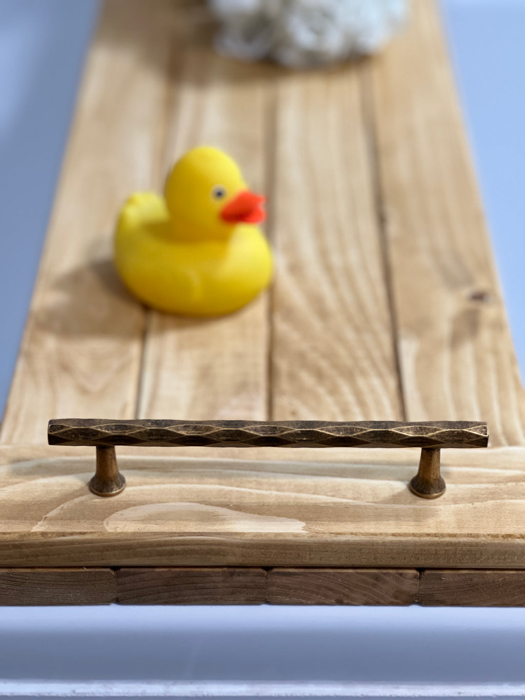 Handcrafted Rustic Oak Stain Wooden Bath Caddy | Bathtub Tray image 8