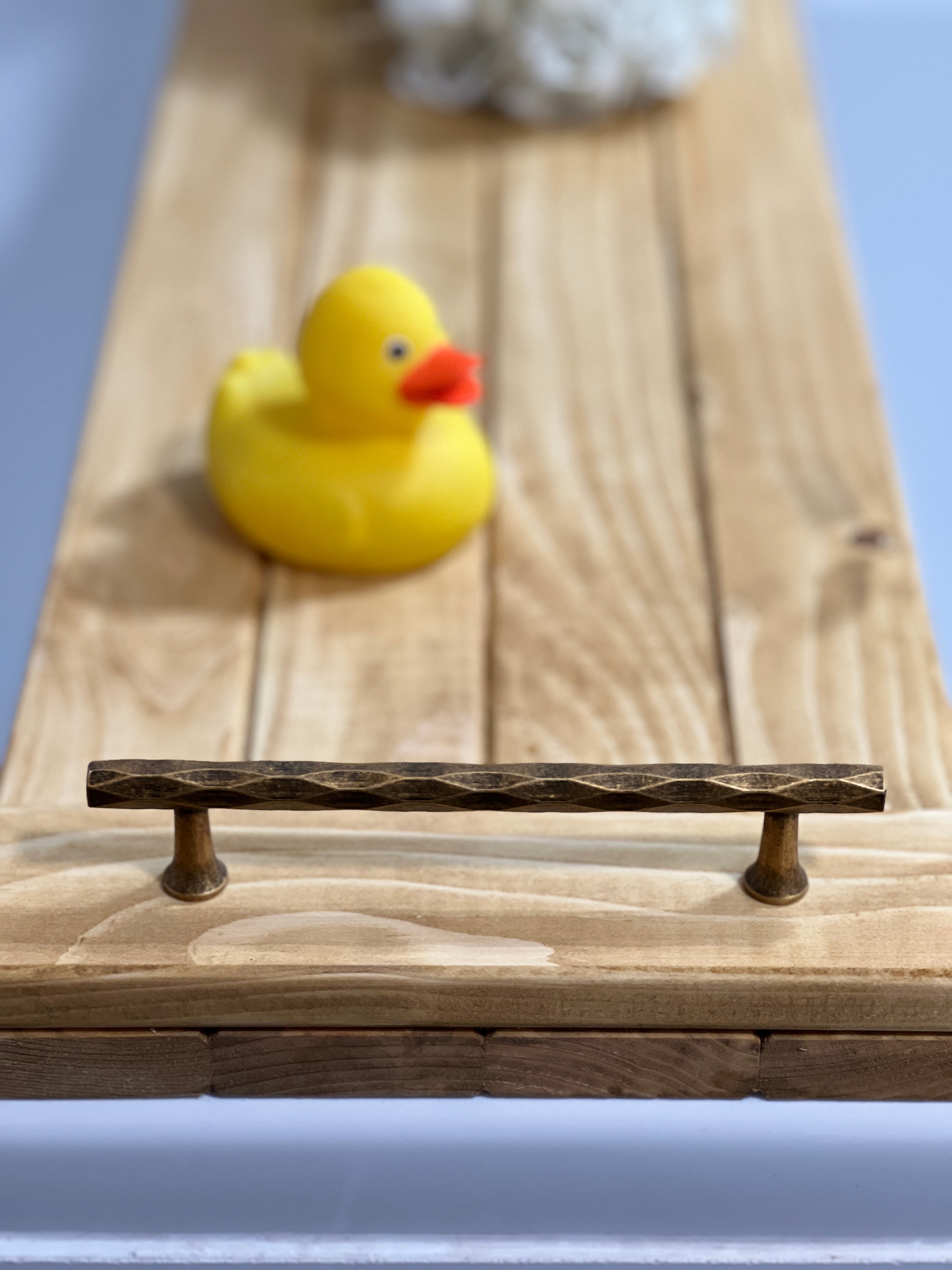 Handcrafted Rustic Oak Stain Wooden Bath Caddy | Bathtub Tray image 8