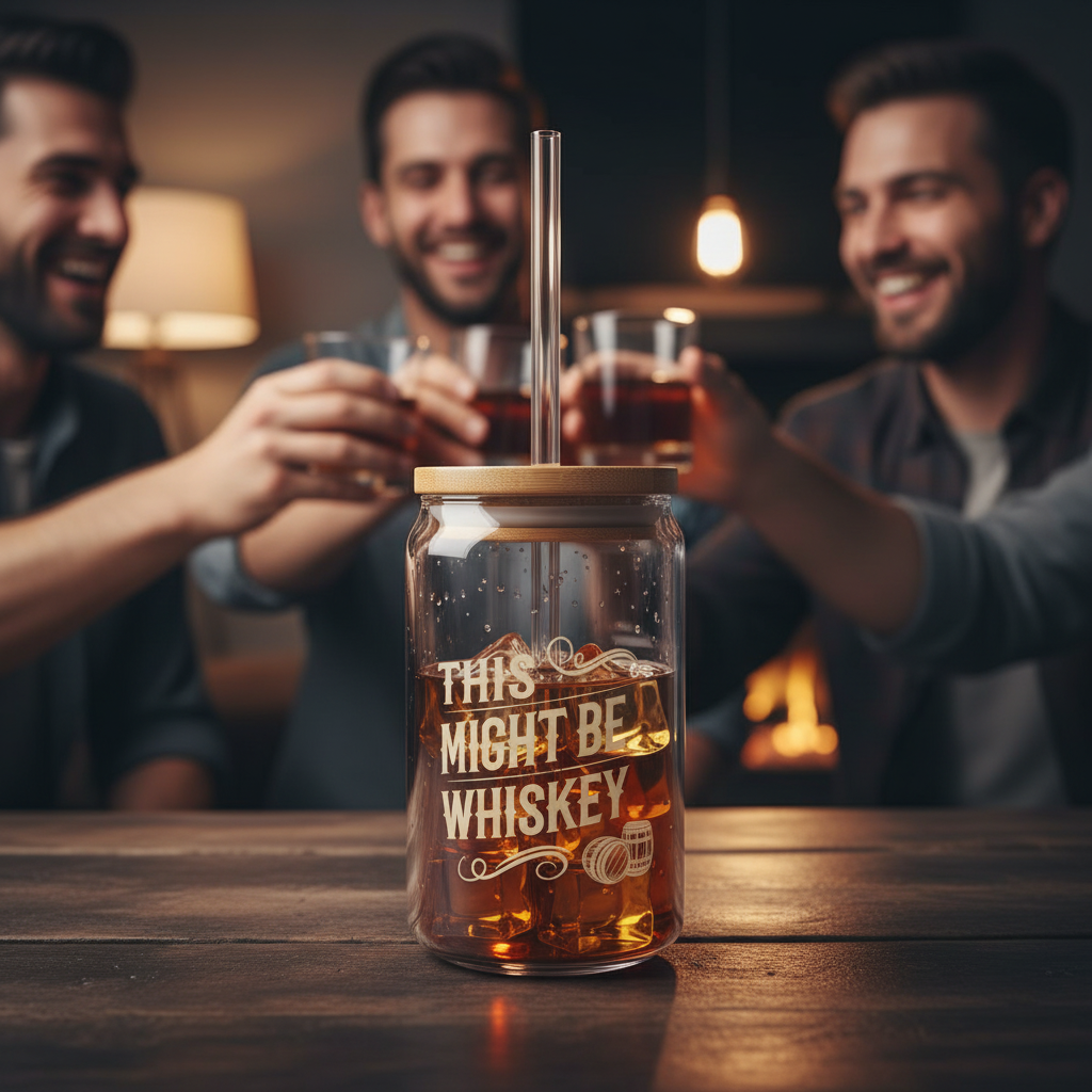 Funny Whiskey Glass - "This Might Be Whiskey"
