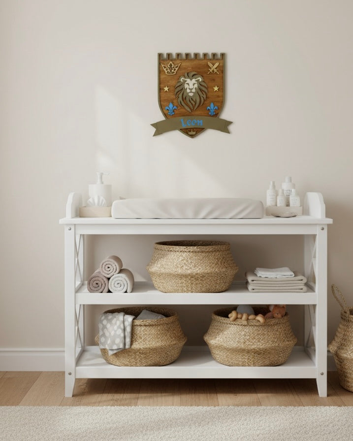 Personalised Lion Wall Crest | Safari Nursery Décor