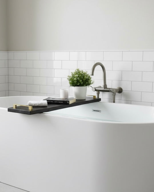 Rustic Solid Wood Bathtub Tray | Wooden Bath Caddy