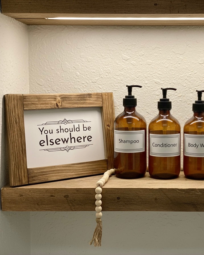 Reclaimed Wood Framed Sign - "You Should Be Elsewhere"