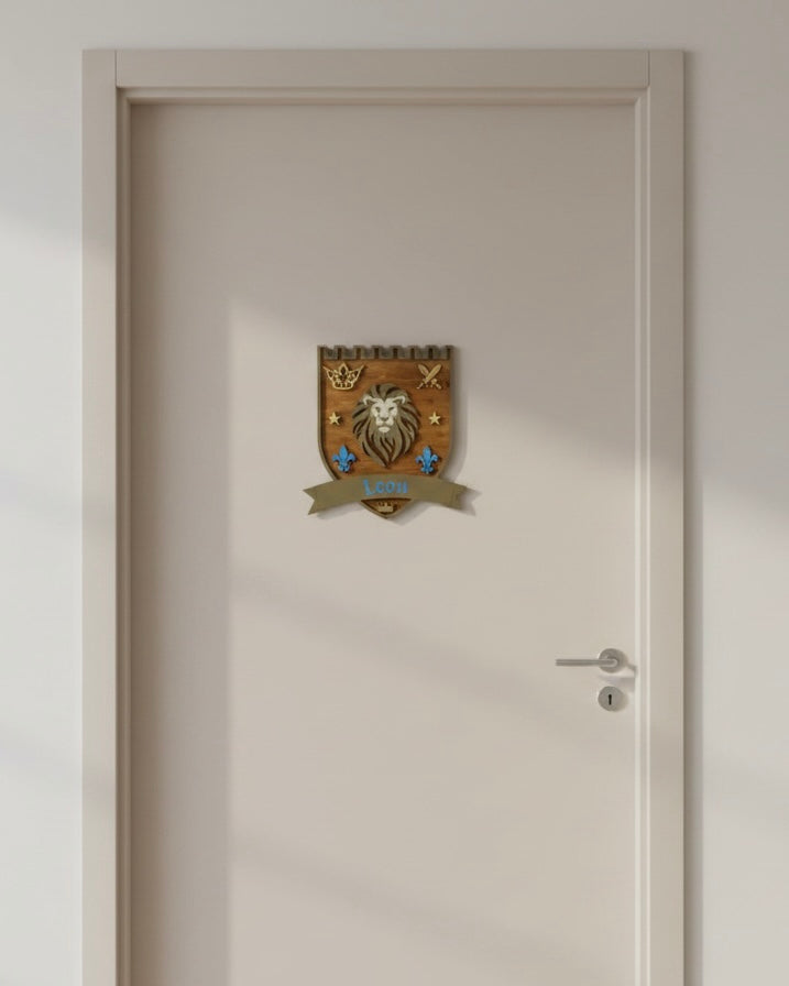 Personalised Lion Wall Crest | Safari Nursery Décor