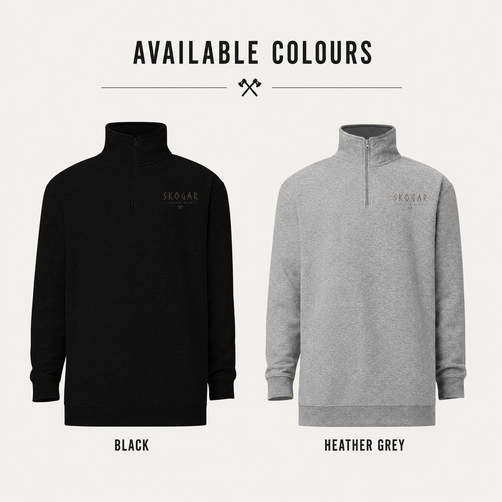 SKOGAR Quarter Zip Sweatshirt | Nordic Pullover | Soft Brushed Outdoor Jumper