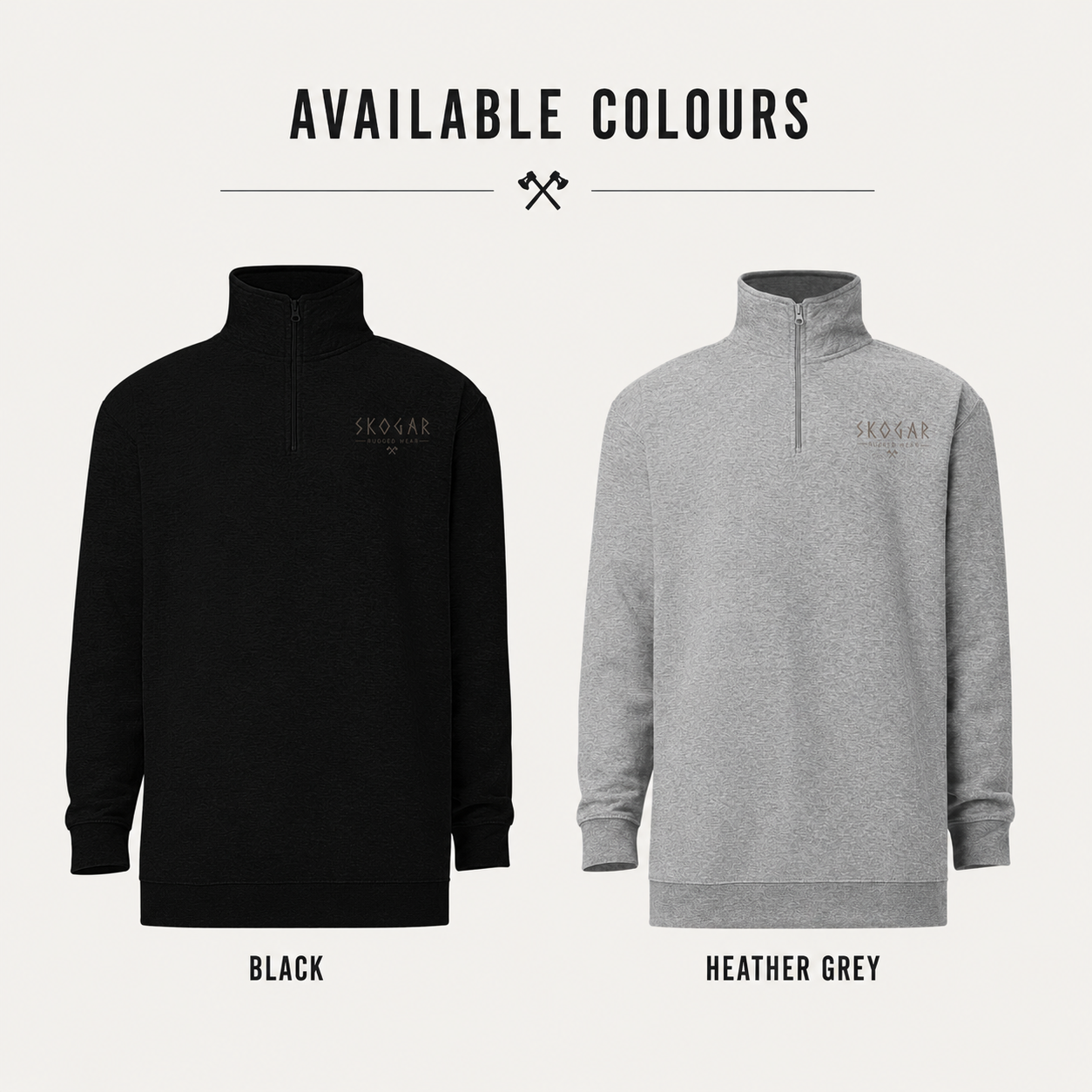 SKOGAR Quarter Zip Sweatshirt | Nordic Pullover | Soft Brushed Outdoor Jumper
