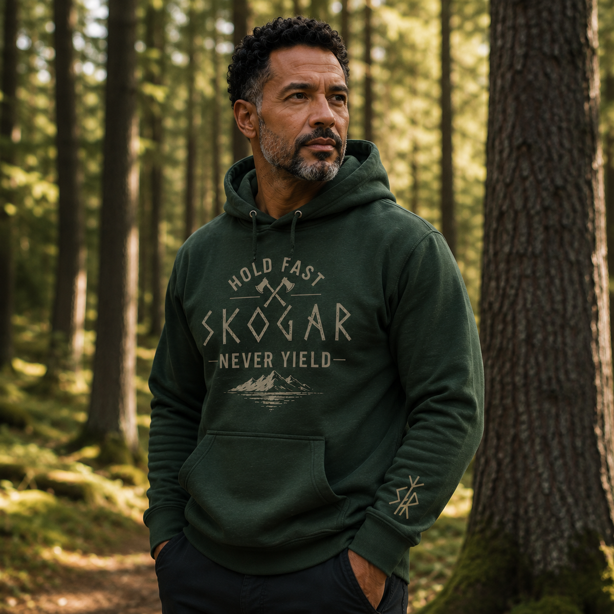 Hold Fast Never Yield Hoodie, Nordic Outdoor Sweatshirt, Men’s Adventure Hoodie