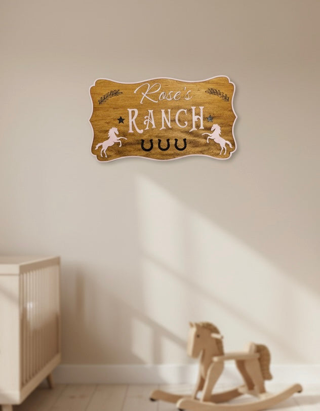 Personalised Children's Ranch Name Sign | Custom Wooden Wall Décor for Kids image 4