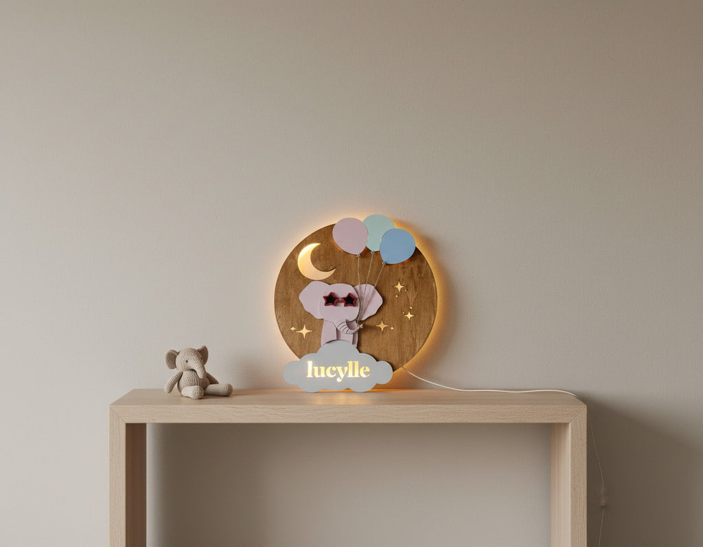 Personalised Night Light | Elephant Nursery Name Light image 4