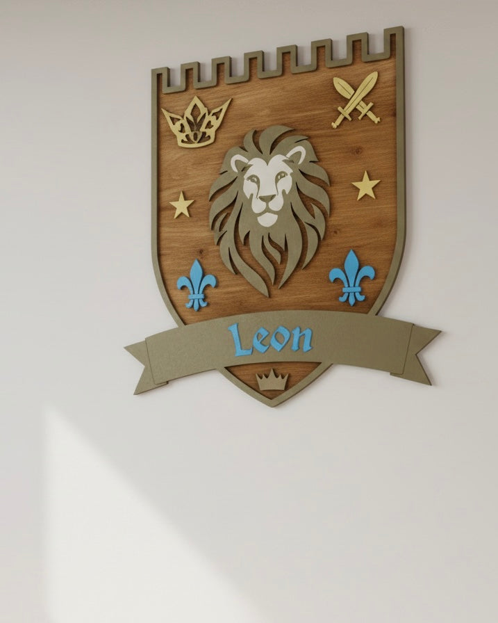 Personalised Lion Wall Crest | Safari Nursery Décor