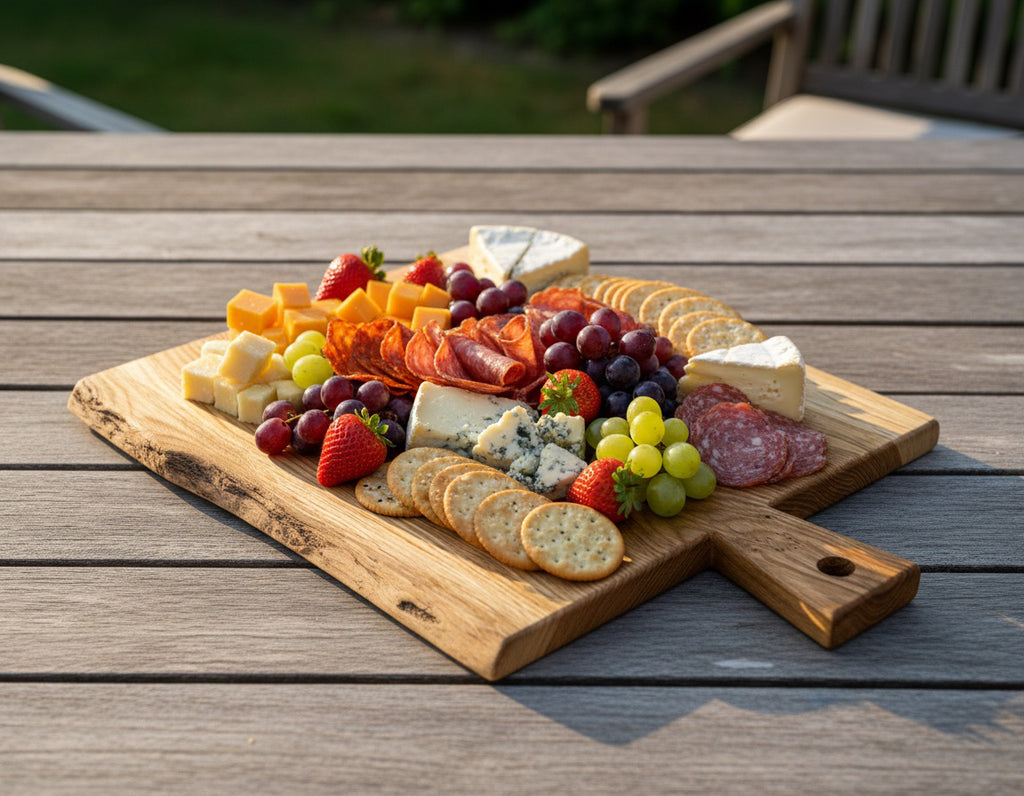 Handcrafted Solid Oak Rustic Charcuterie Board - Natural Live Edge and Aesthetic image 11