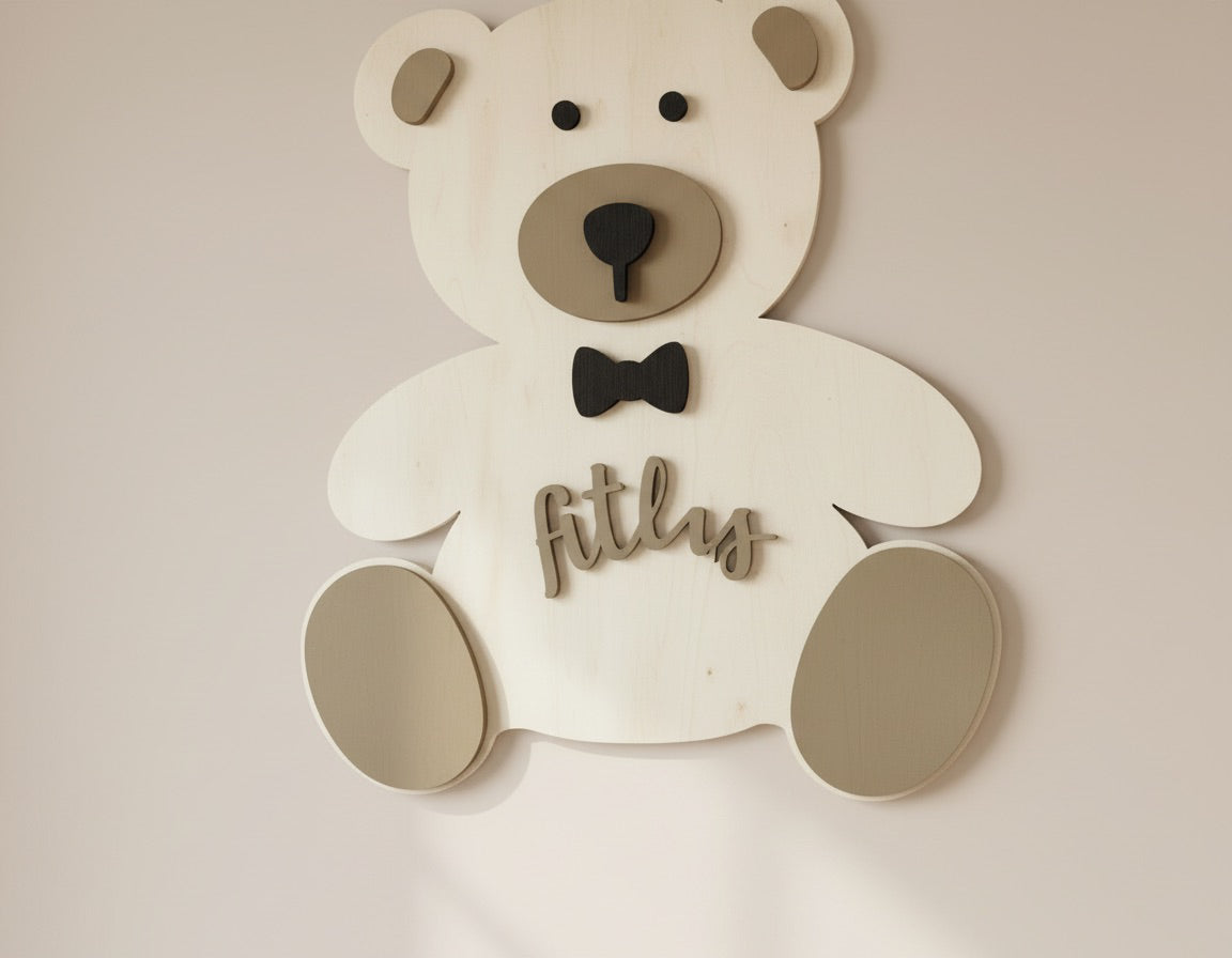 Personalized Children’s Name on a Teddy Bear Wall Hanging Plaque image 7