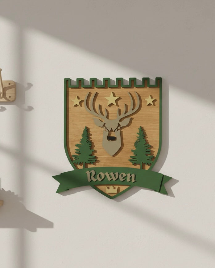Personalised Stag Wall Crest | Woodland Nursery Décor