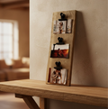 Rustic Oak Photo Display Board – Live Edge Picture Holder with Clips image 0
