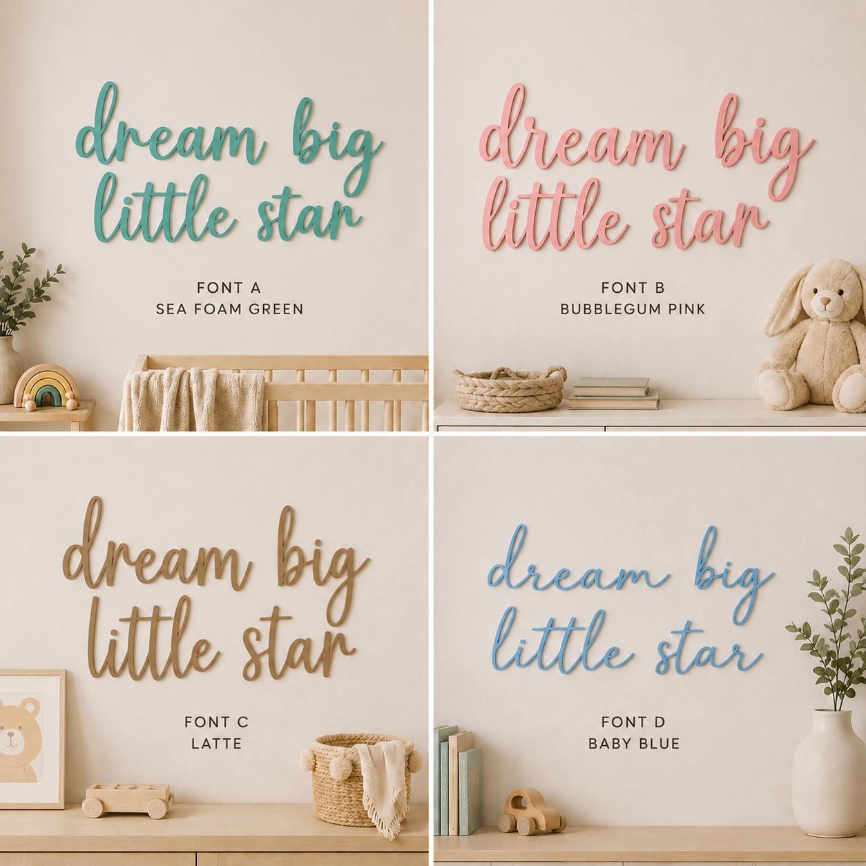 Dream Big Little Star Wooden Nursery Wall Décor | Inspirational Baby Room Sign | Wooden Script Wall Art | Nursery Decoration
