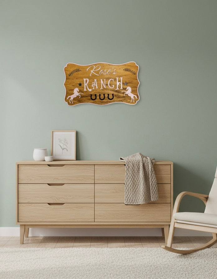 Personalised Children's Ranch Name Sign | Custom Wooden Wall Décor for Kids image 2