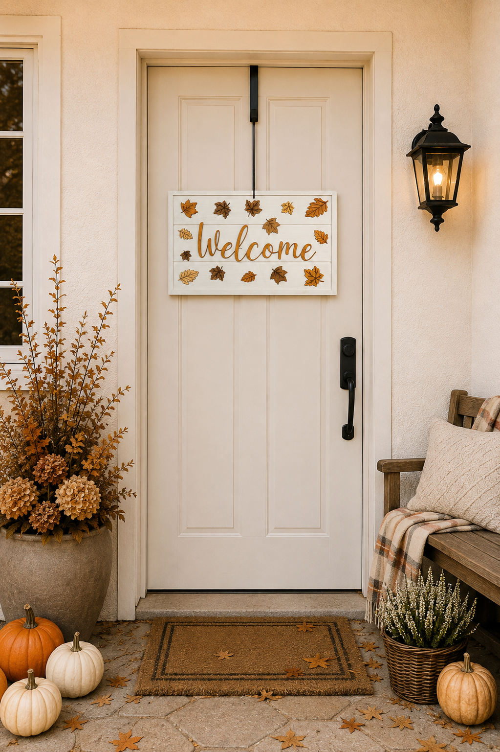 Autumn Welcome Sign, Wooden Fall Door Sign, Rustic Autumn Door Décor, Fall Leaves Front Door Decoration