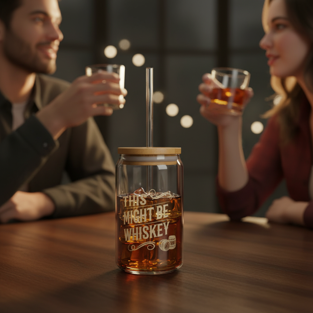 Funny Whiskey Glass - "This Might Be Whiskey"