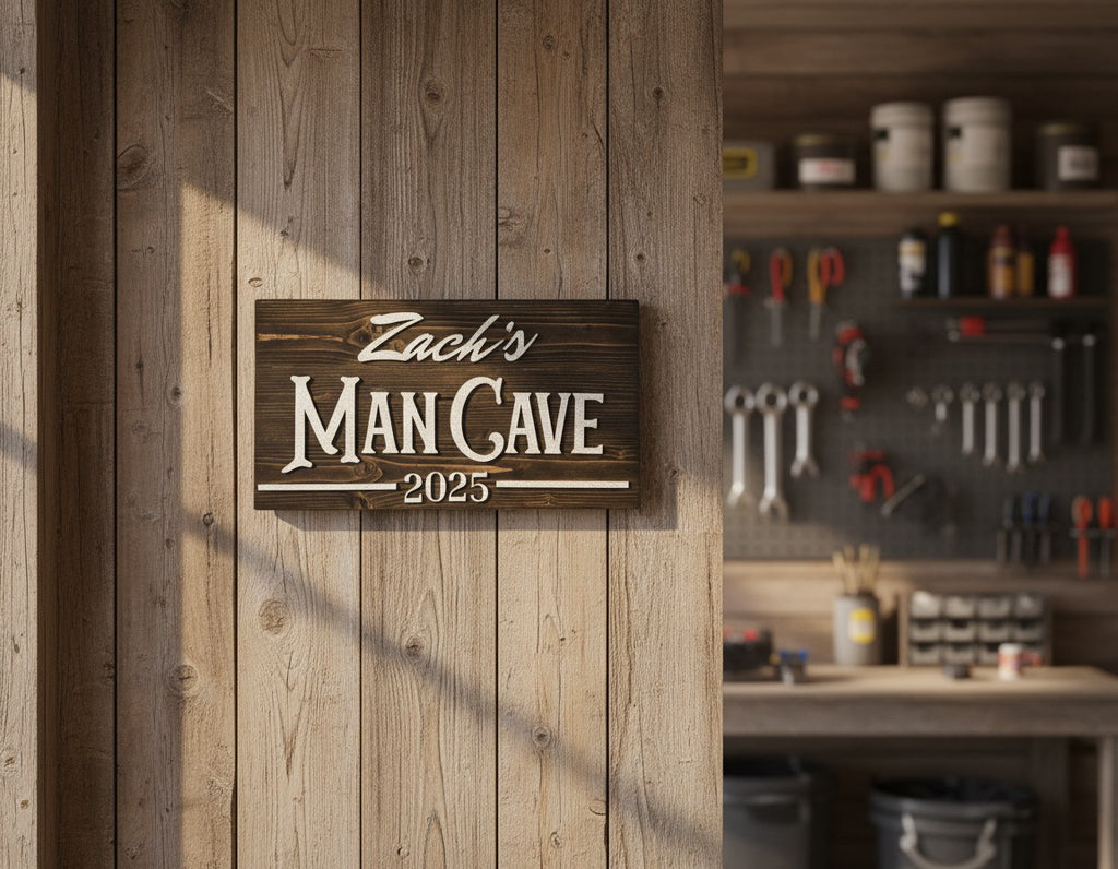 Personalized Man Cave Wood Slat Sign with Name and Year; Father’s Day image 12