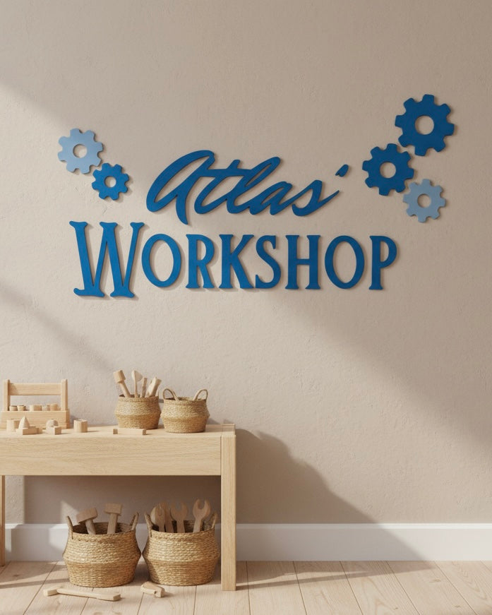 Personalised Children's Wooden Workshop Wall Sign
