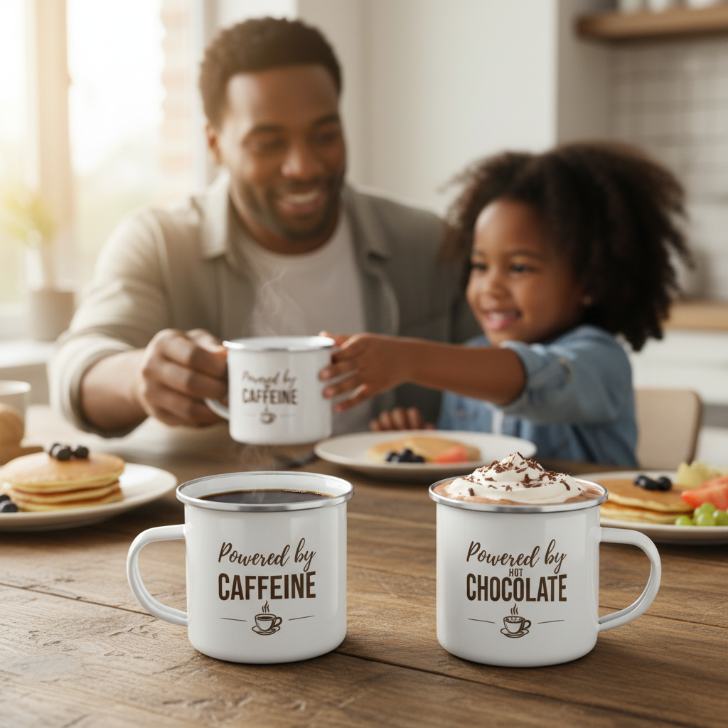 Kids Camping Mug – Funny Kids Cup – Powered by Hot Chocolate