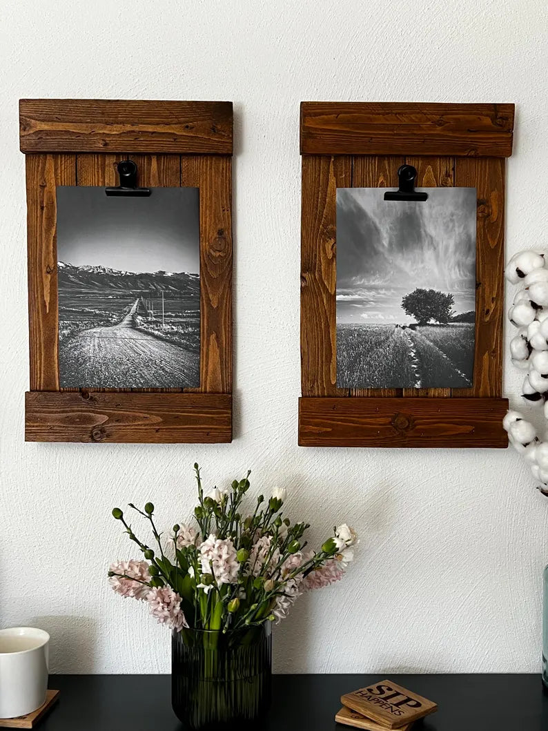 Rustic Wood Clip Frame from Reclaimed Pallet Photo, Recipe, or Note Holder image 4