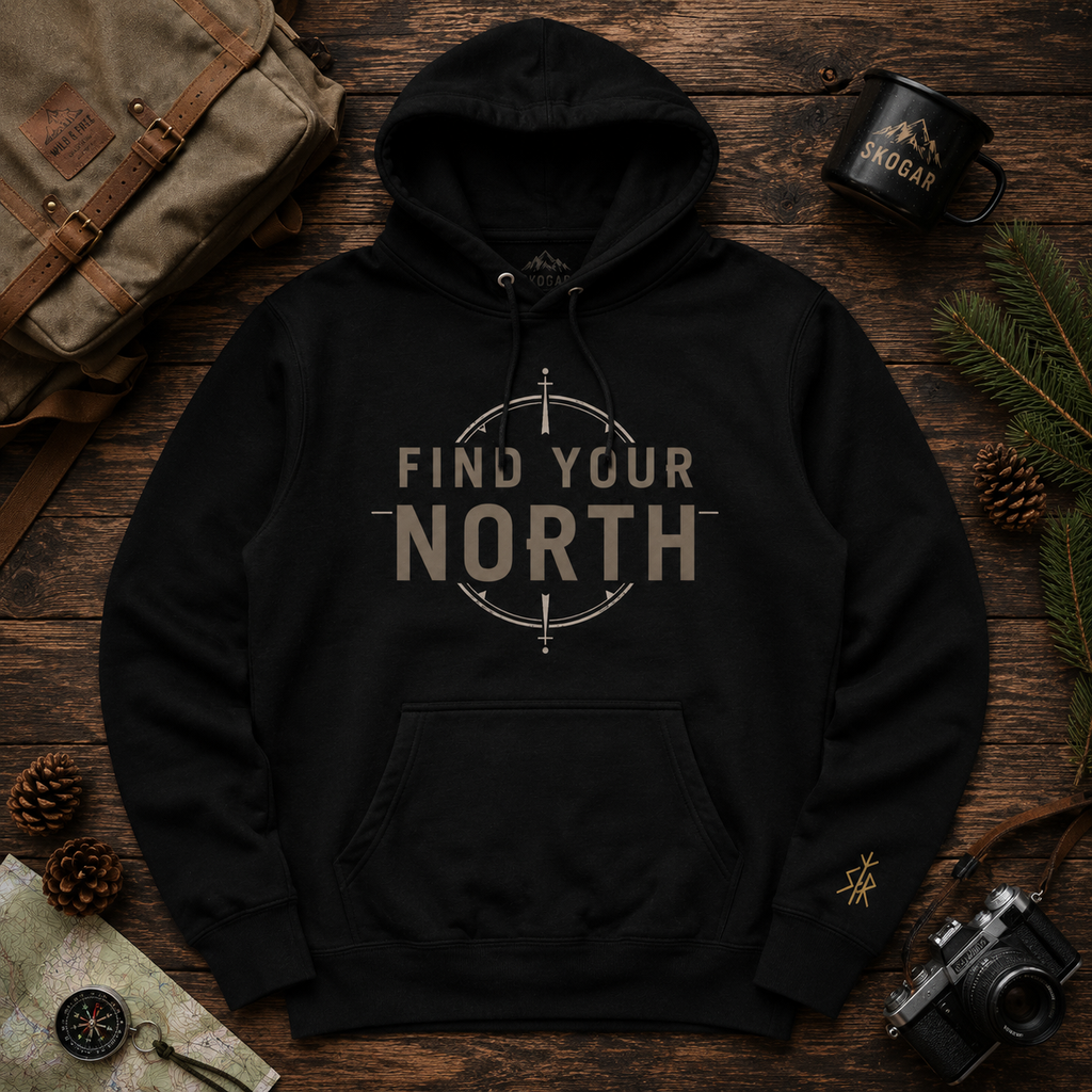 Find Your North Compass Hoodie | Minimalist Outdoor Adventure Apparel