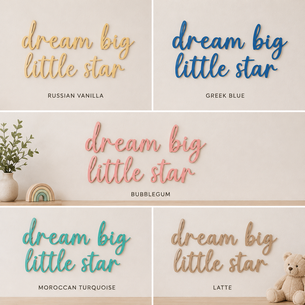 Dream Big Little Star Wooden Nursery Wall Décor | Inspirational Baby Room Sign | Wooden Script Wall Art | Nursery Decoration
