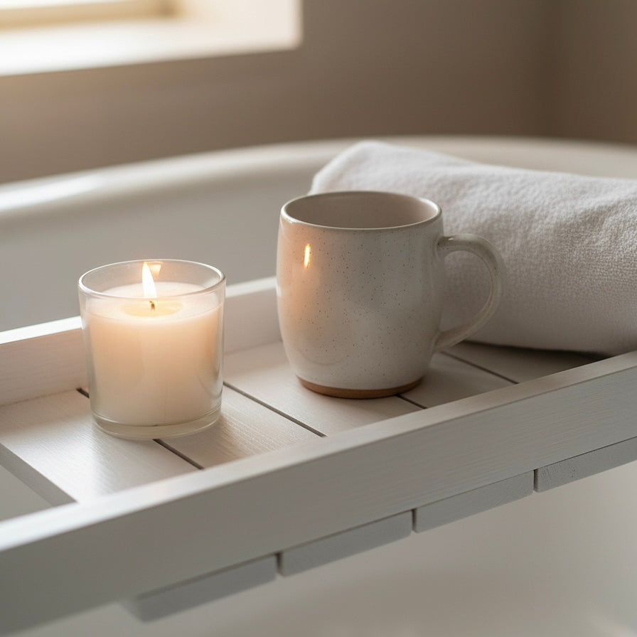 Handmade Bath Caddy | Wooden Bathtub Tray with Towel Rail | Custom Bath Board