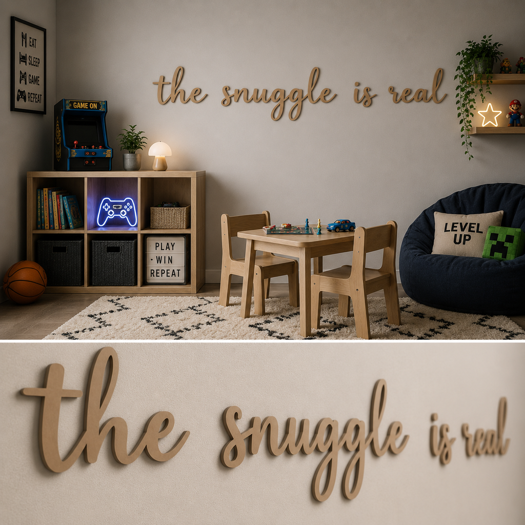 The Snuggle Is Real Wooden Nursery Wall Décor | Baby Room Wall Sign | Wooden Script Wall Art | Nursery Decoration