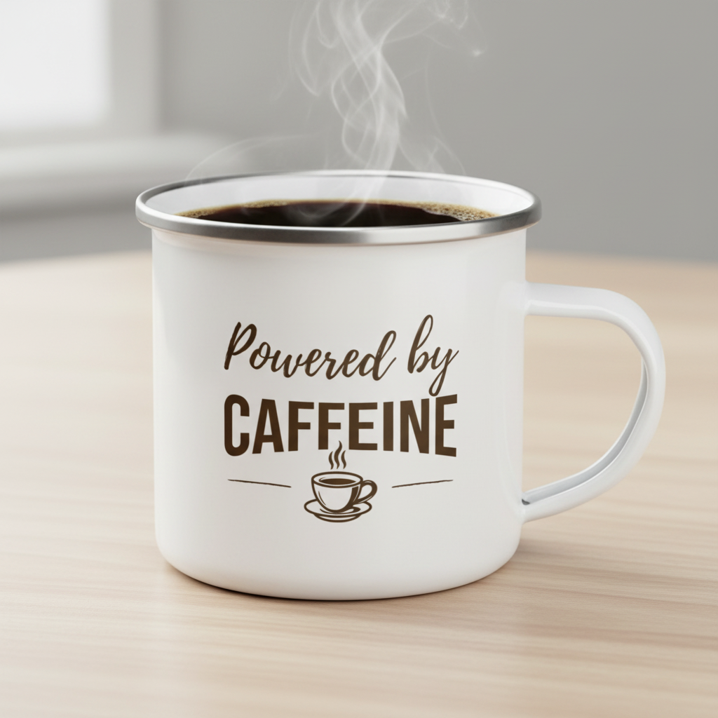 Powered by Caffeine Dad Mug – Funny Camping Mug for Dad