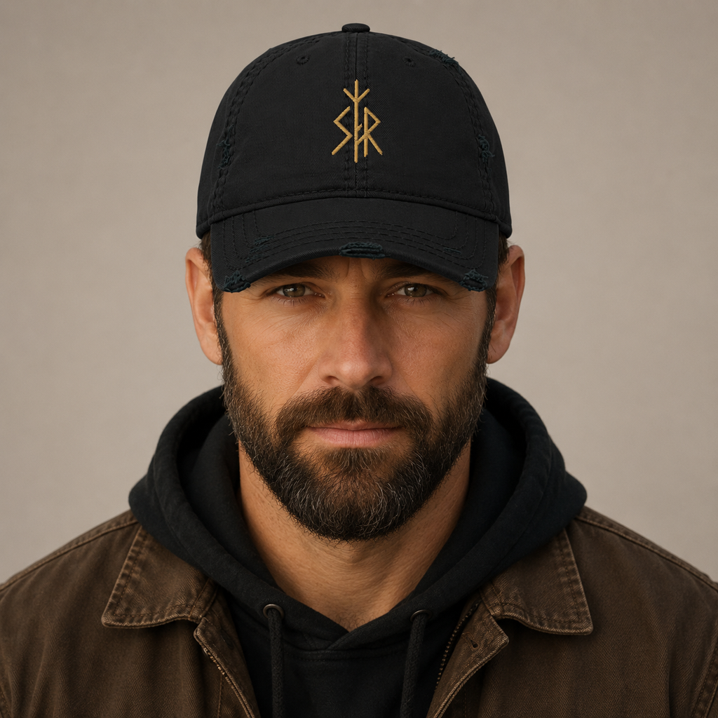 SKOGAR Distressed Dad Hat | Embroidered Outdoor Adventure Cap