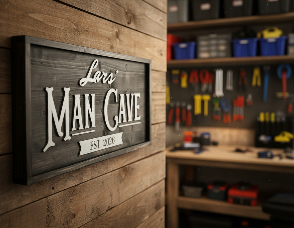 Man Cave Sign Personalised | Custom Name Wood Sign