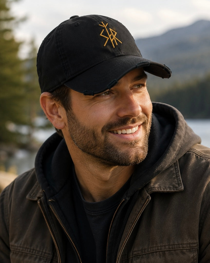 SKOGAR Distressed Dad Hat | Embroidered Outdoor Adventure Cap