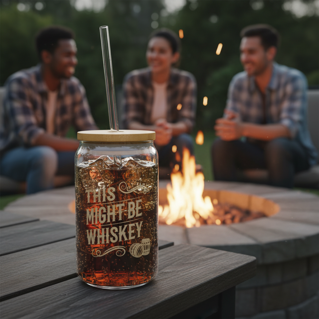 Funny Whiskey Glass - "This Might Be Whiskey"