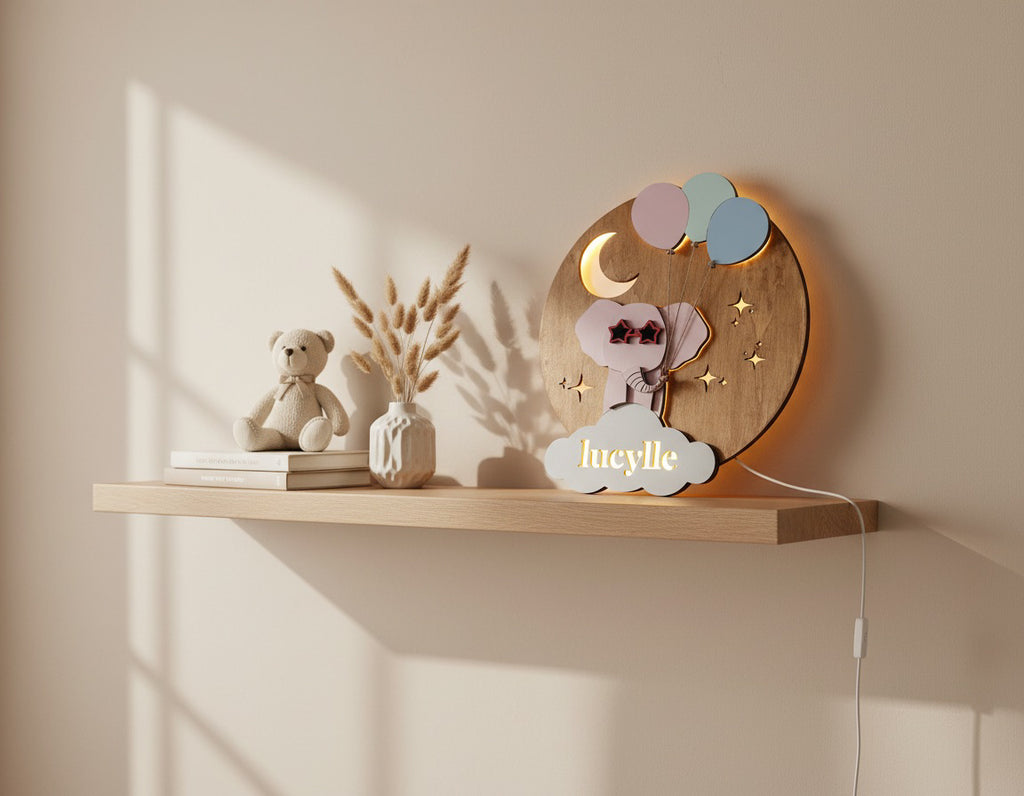 Personalised Night Light | Elephant Nursery Name Light image 11