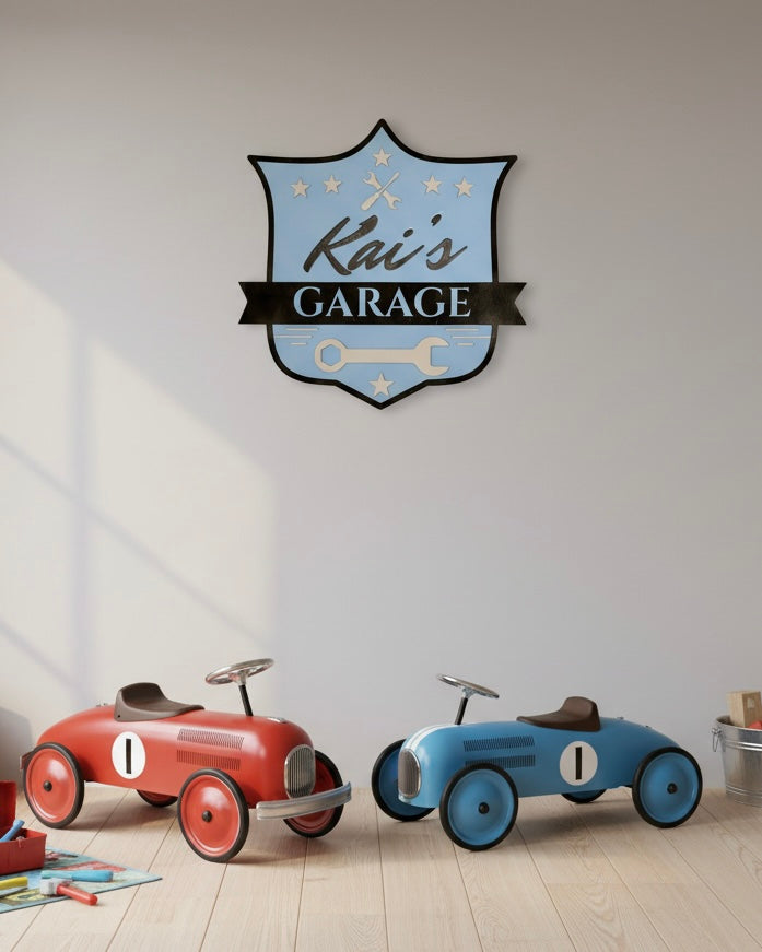 Personalised Wooden Garage Sign for Boys or Girls Room image 1
