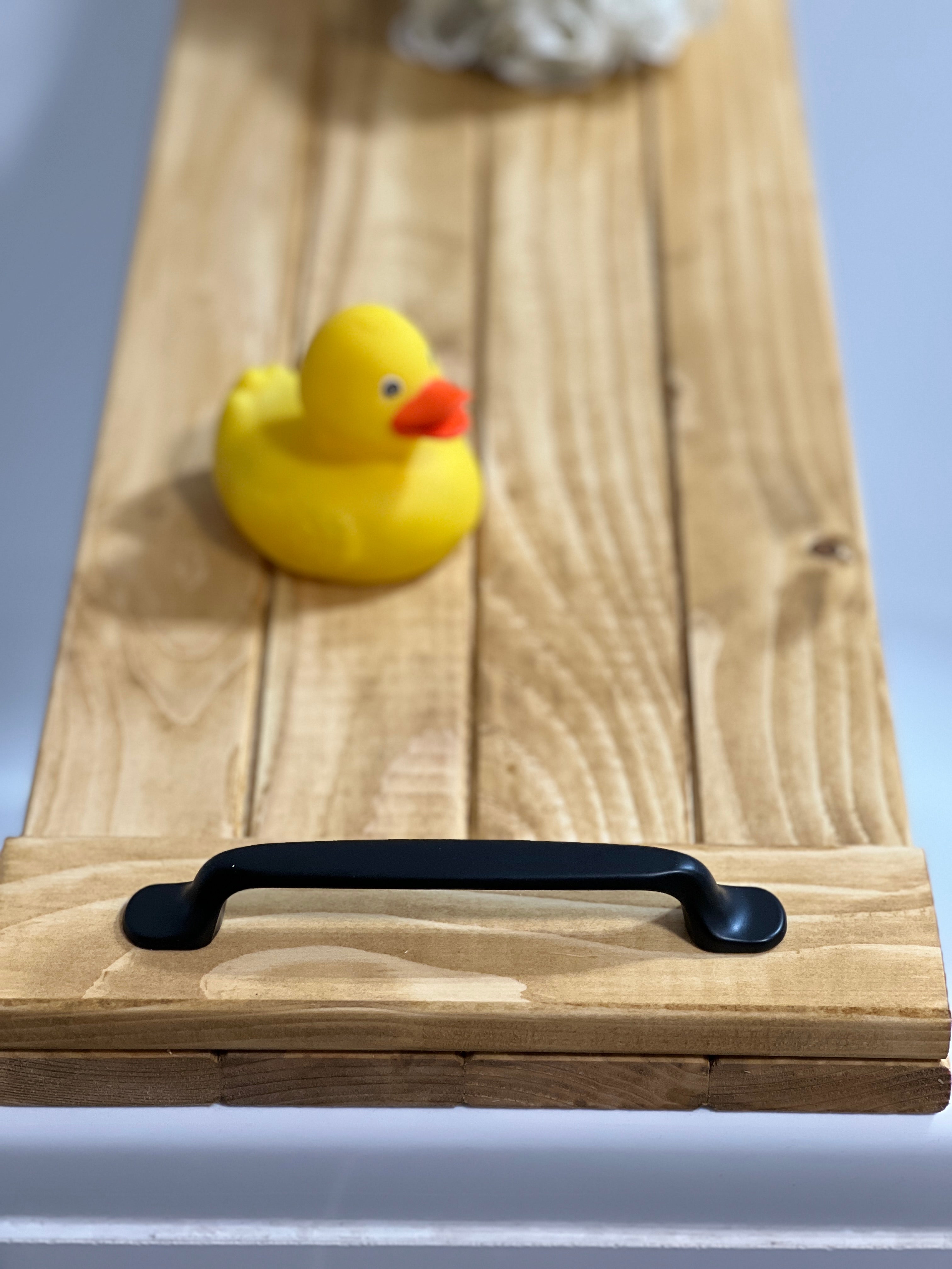 Handcrafted Rustic Oak Stain Wooden Bath Caddy | Bathtub Tray image 13