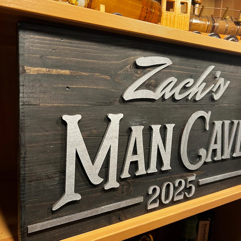 Personalized Man Cave Wood Slat Sign with Name and Year; Father’s Day image 9