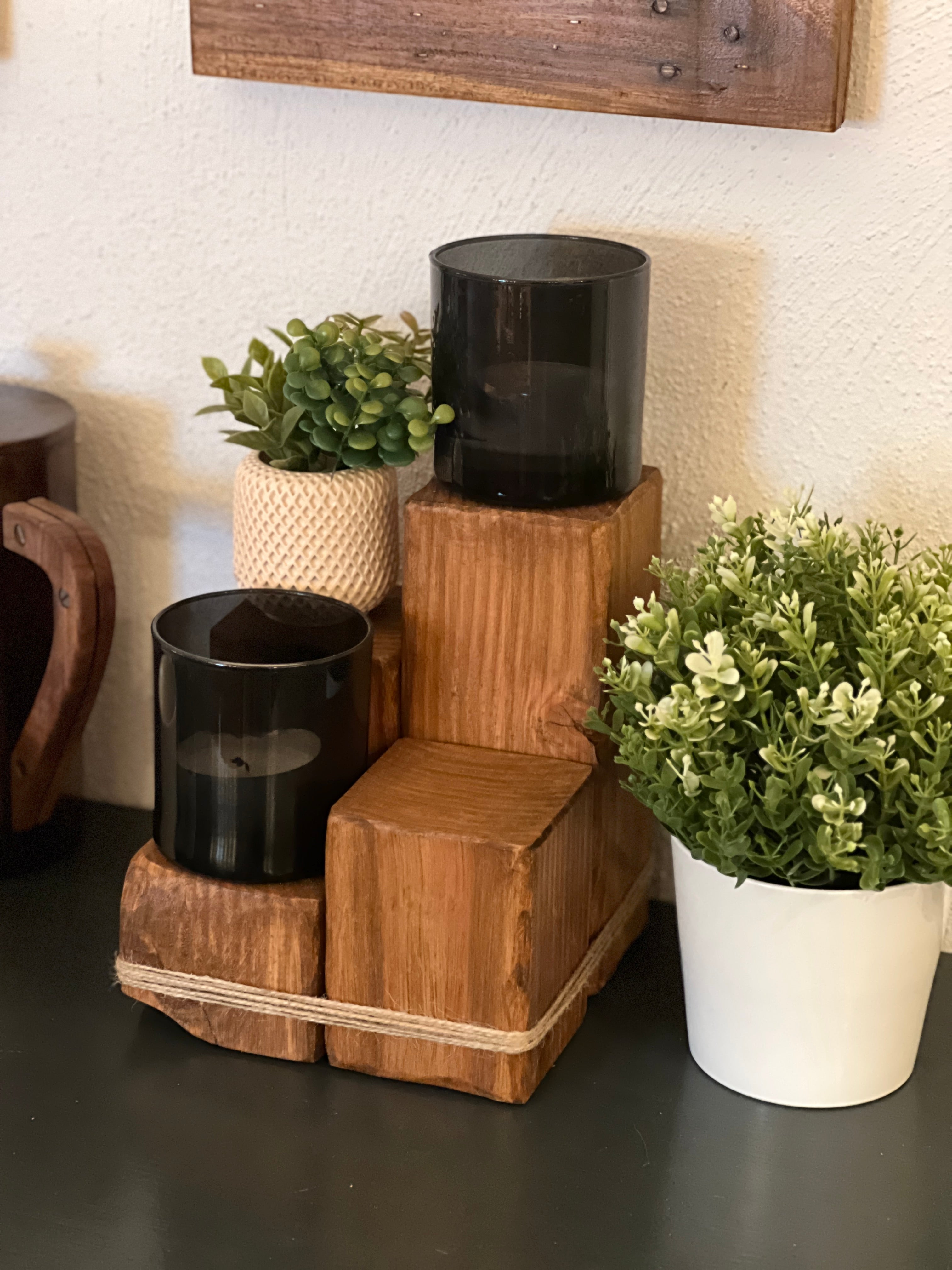 Rustic Wooden Desk Organiser | Solid Douglas Block Stand image 5