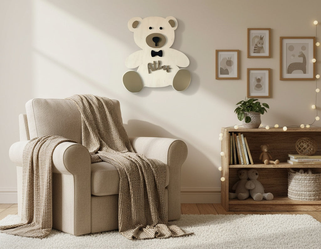 Personalized Children’s Name on a Teddy Bear Wall Hanging Plaque image 4