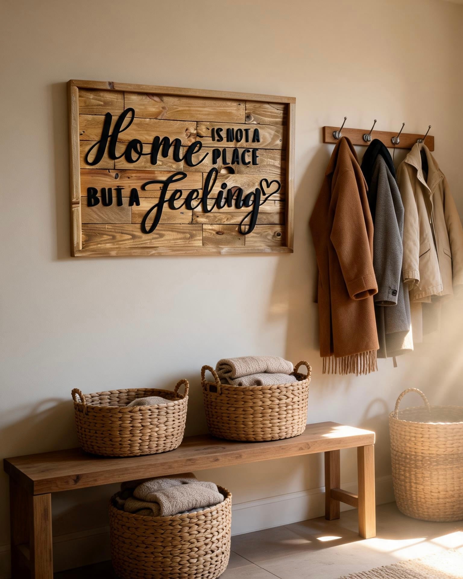 Reclaimed Wood Wall Sign “Home Is Not a Place, But a Feeling” | Rustic Pallet