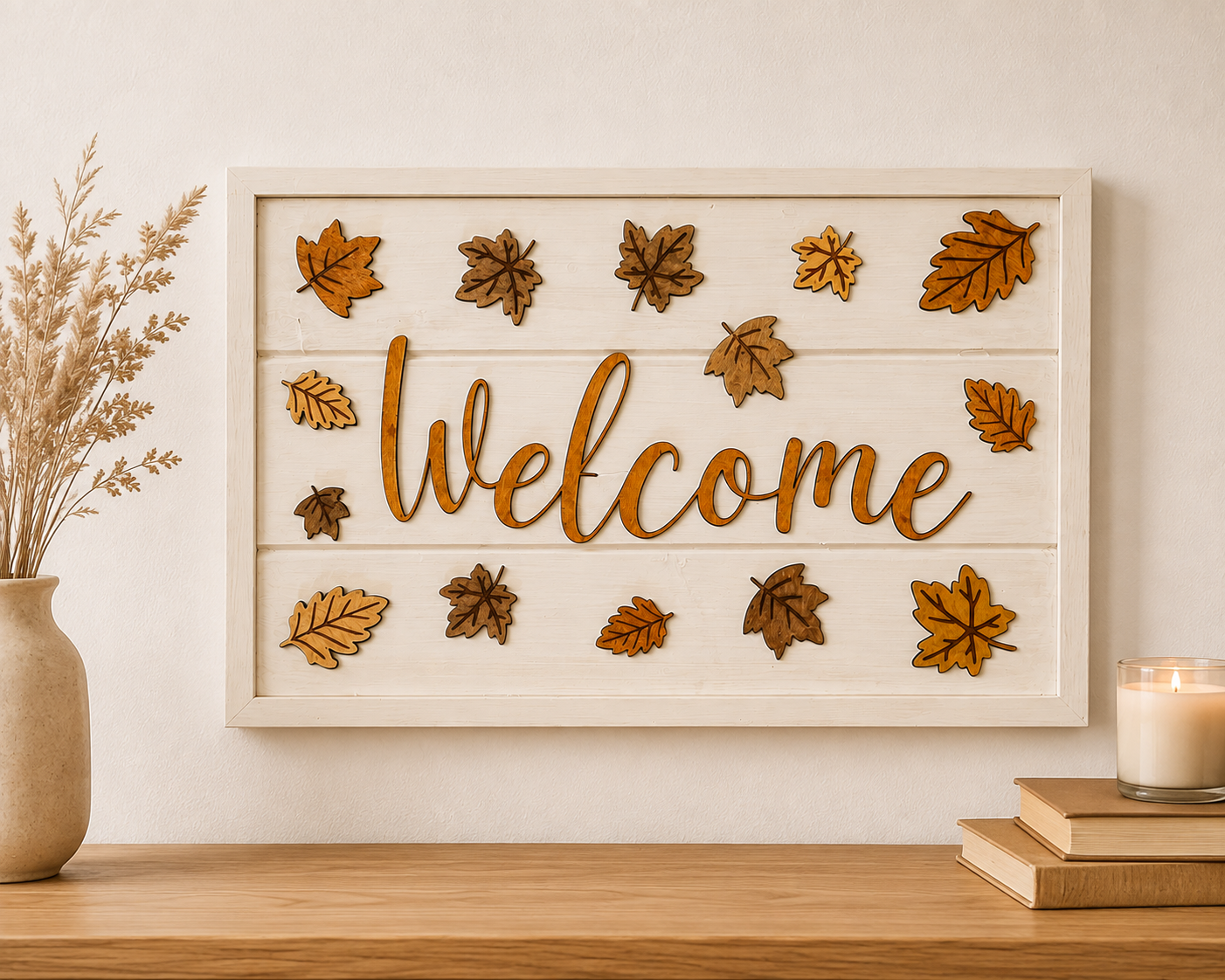 Autumn Welcome Sign, Wooden Fall Door Sign, Rustic Autumn Door Décor, Fall Leaves Front Door Decoration