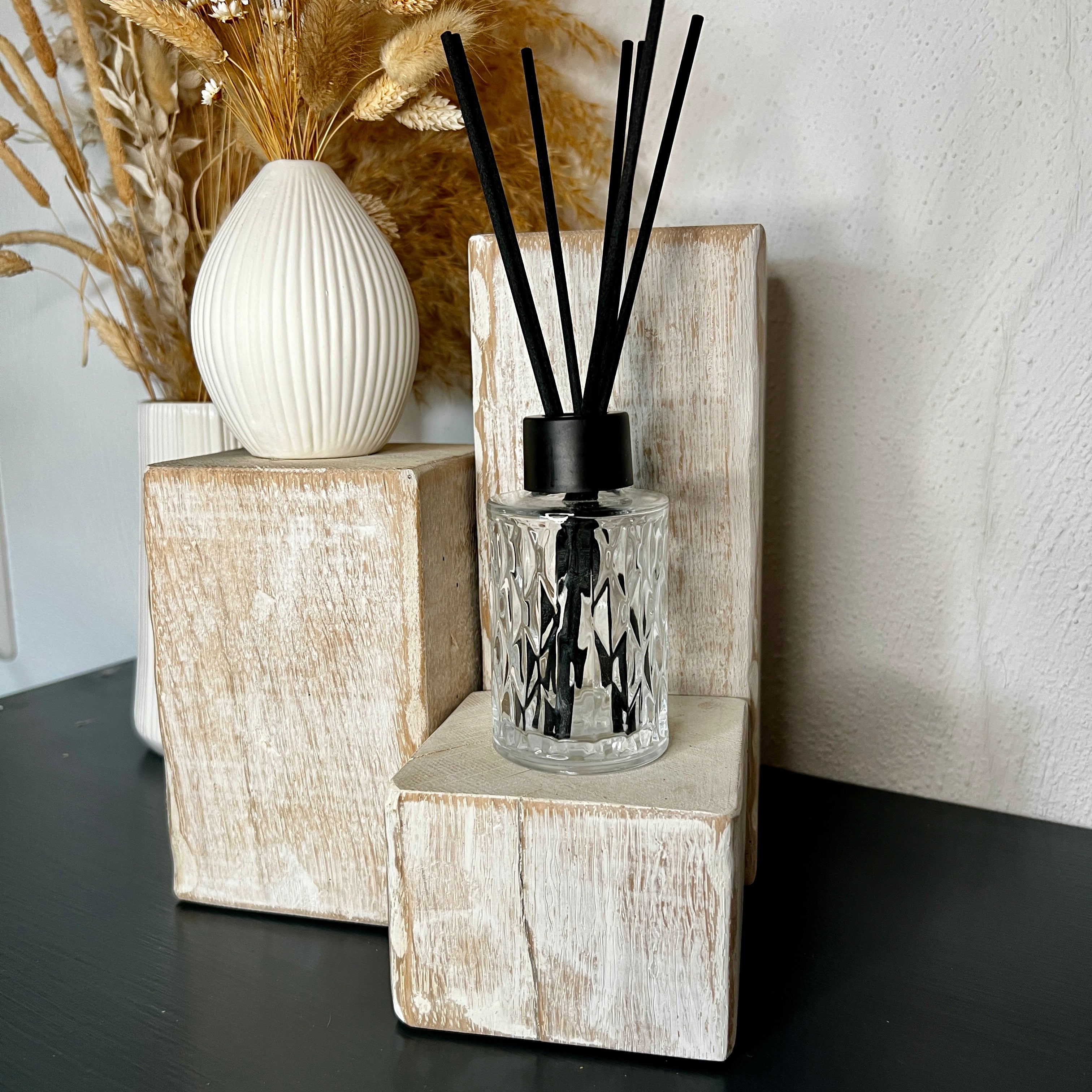 Decorative Oak Wood Blocks – Set of 3 in Natural, Whitewashed or Antique Grey