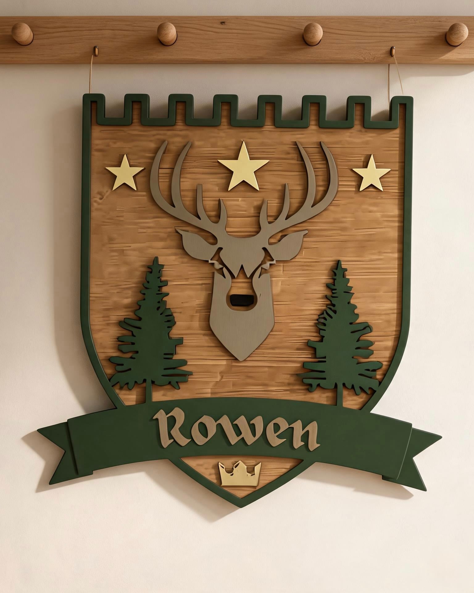 Personalised Stag Wall Crest | Woodland Nursery Décor