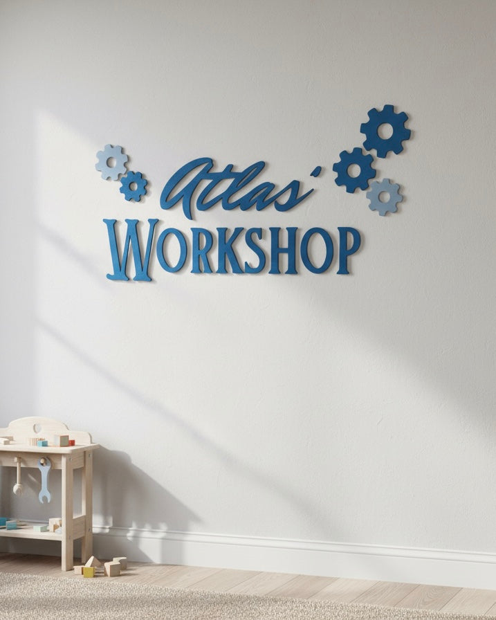 Personalised Children's Wooden Workshop Wall Sign