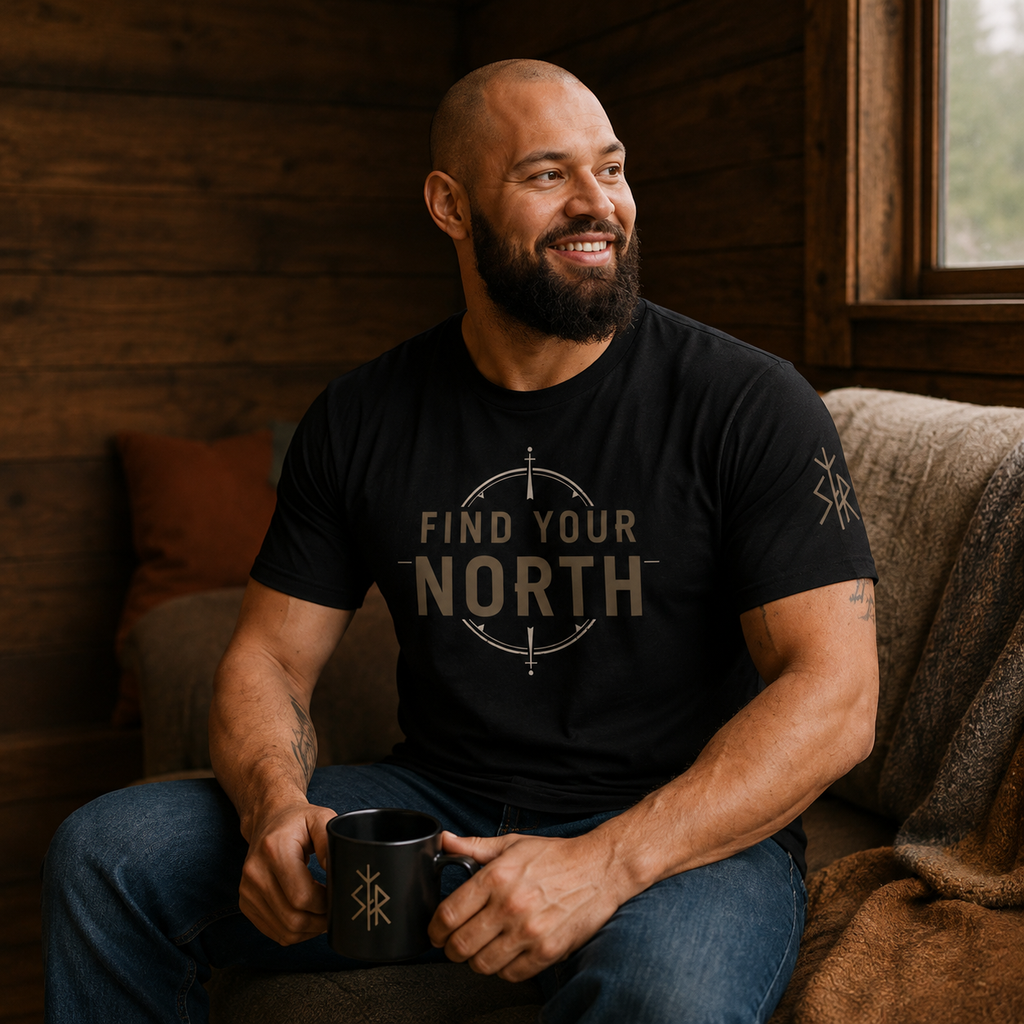 Find Your North Compass T-Shirt | Outdoor Adventure Hiking Tee SKOGAR