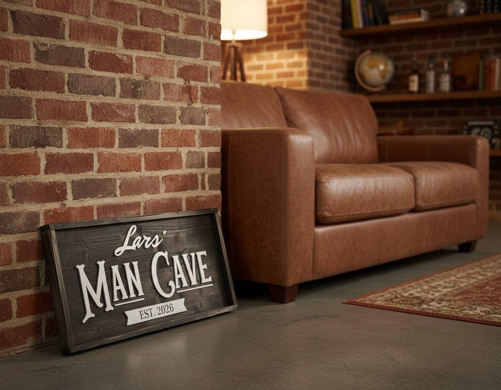 Man Cave Sign Personalised | Custom Name Wood Sign