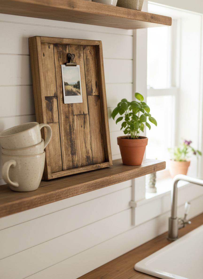 Reclaimed Wood Photo Frame – Rustic Pallet Wood Picture Holder with Clip image 5
