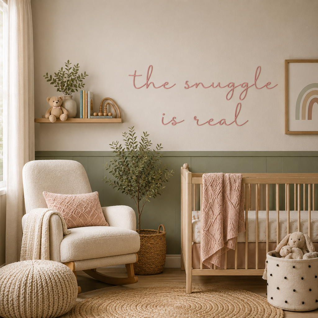 The Snuggle Is Real Wooden Nursery Wall Décor | Baby Room Wall Sign | Wooden Script Wall Art | Nursery Decoration